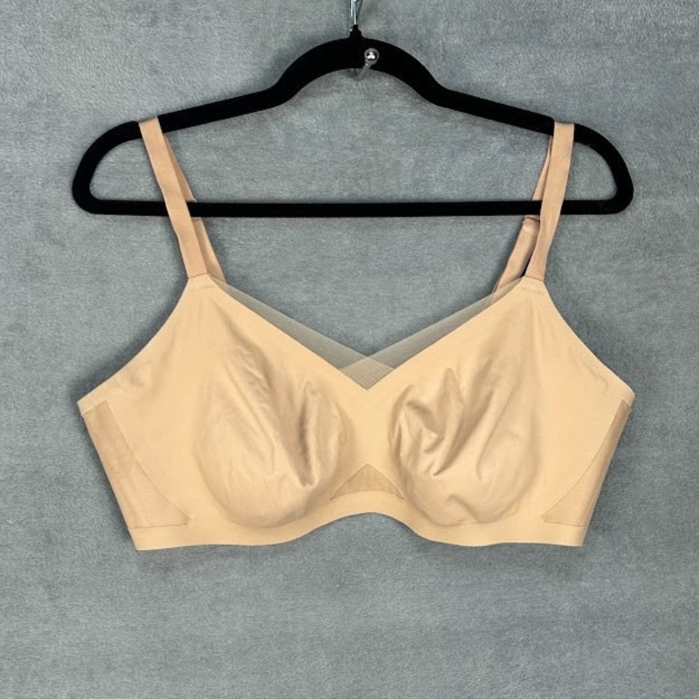 Honeylove Crossover Bra Women Extra Large 38D/DD Tan Wireless No Padding Stretch